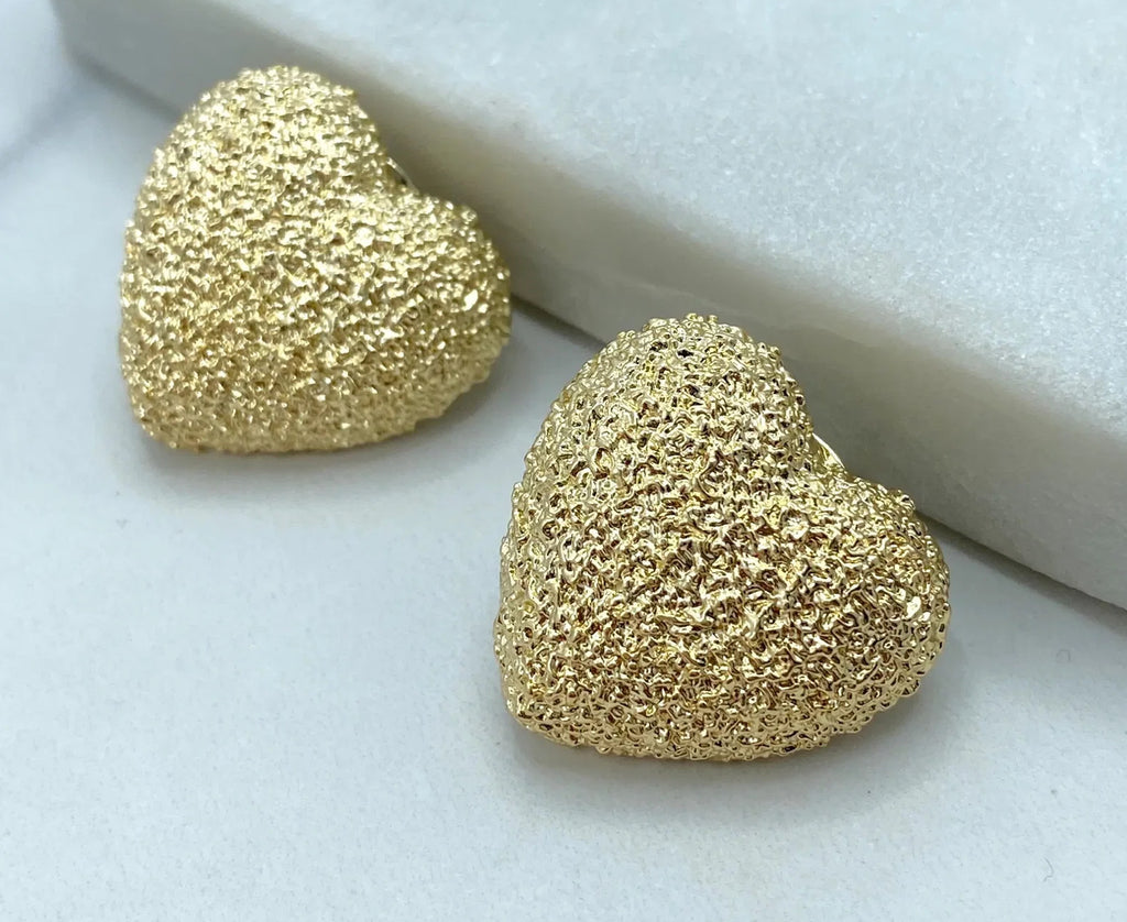 GF Texured Heart Shape Stud Earring