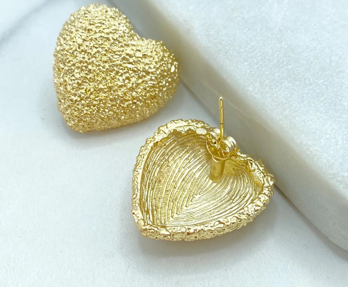 GF Texured Heart Shape Stud Earring