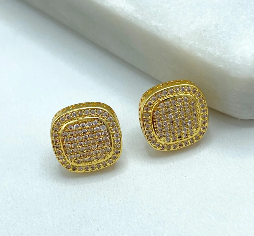 Square Pave stud Earrings