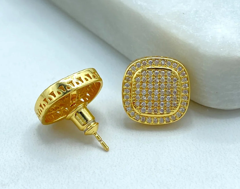 Square Pave stud Earrings