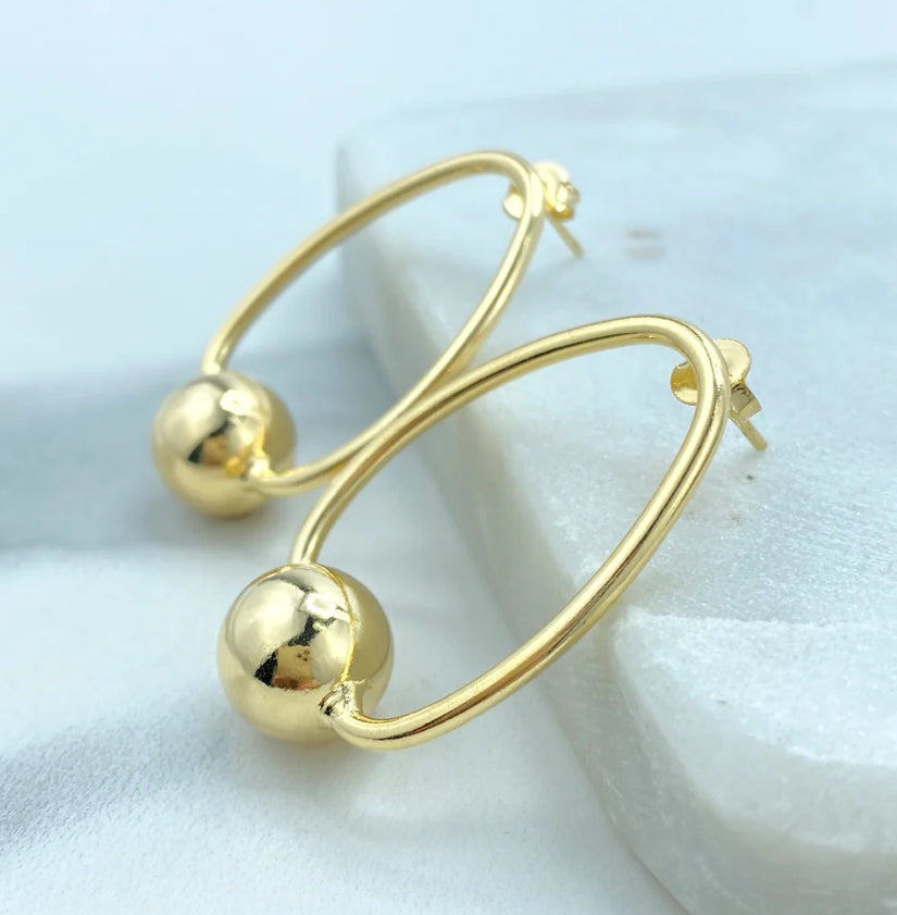 Oval Big Bead Earrings