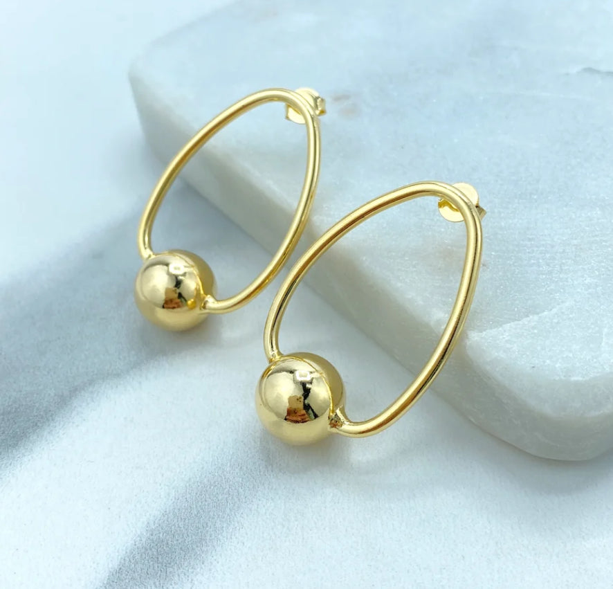 Oval Big Bead Earrings